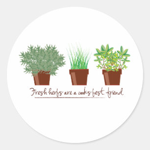 Sticker Rond Les herbes fraîches sont un cuisinier