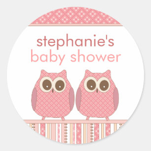 Sticker Rond Les hiboux jumeaux de bébé de filles ont