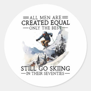 Sticker Rond Les hommes continuent de skier 70 Amateur de sport