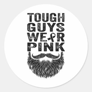 Sticker Rond Les hommes durs portent le rose du sein de sensibi