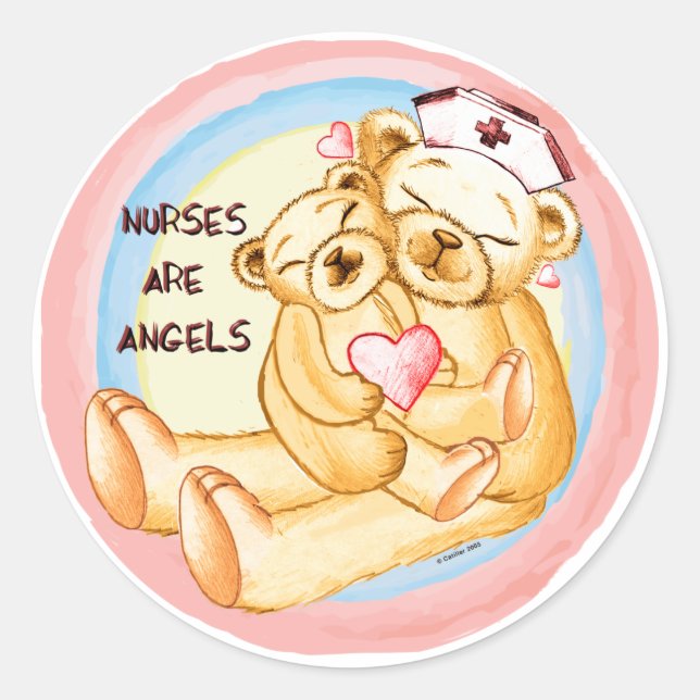 Sticker Rond Les infirmières sont des anges (Devant)