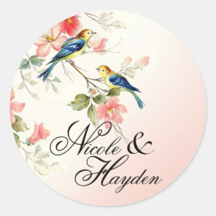 Sticker Rond Les Inséparables vintages privilégient   blanc ros