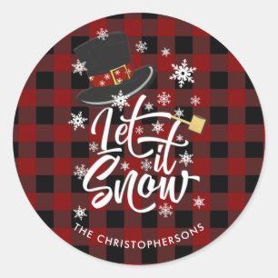 Sticker Rond Les JOYEUSES FÊTES de Flèche-Neige Plaid De Red Bu