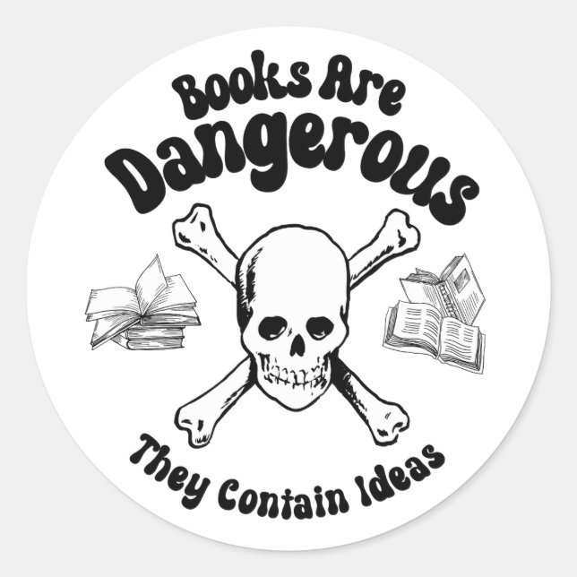 Sticker Rond Les livres sont dangereux (Devant)