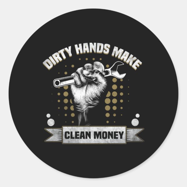 Sticker Rond Les Mains Simples Font De L'Argent Propre (Devant)