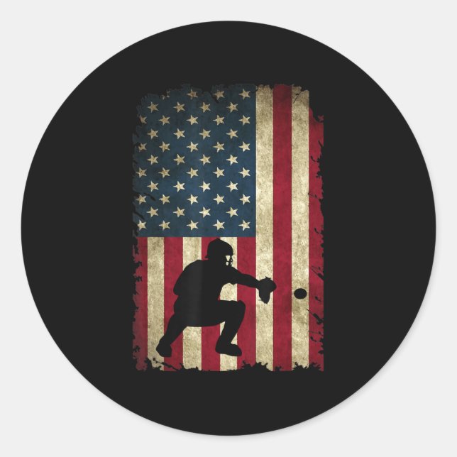 Sticker Rond Les matchs de baseball Gear Sports American Flag L (Devant)