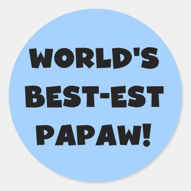 Sticker Rond Les meilleurs cadeaux Papaw du monde de Black Text (Devant)