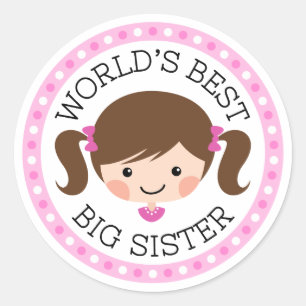 Sticker Rond Les meilleurs cheveux de brun de fille de bande