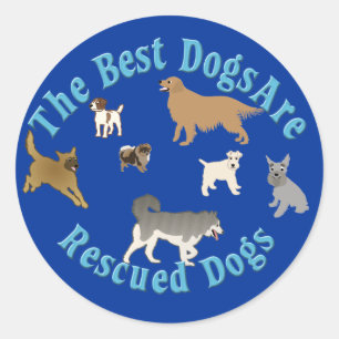 Sticker Rond Les meilleurs chiens sont Secourus