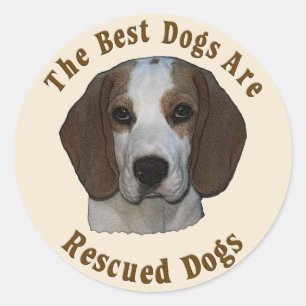 Sticker Rond Les meilleurs chiens sont Secourus - Beagle