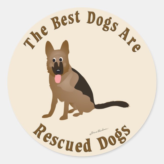 Sticker Rond Les meilleurs chiens sont Secourus - Chien berger  (Devant)