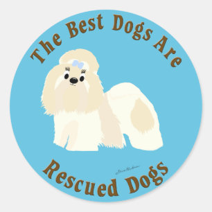 Sticker Rond Les Meilleurs Chiens Sont Secourus (Chih Tzu)