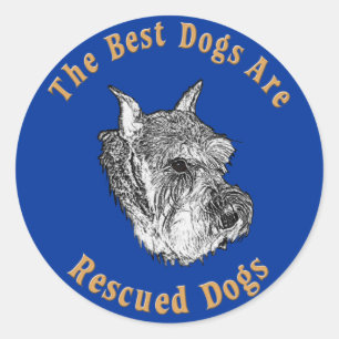 Sticker Rond Les meilleurs chiens sont Secourus Schnauzer stand