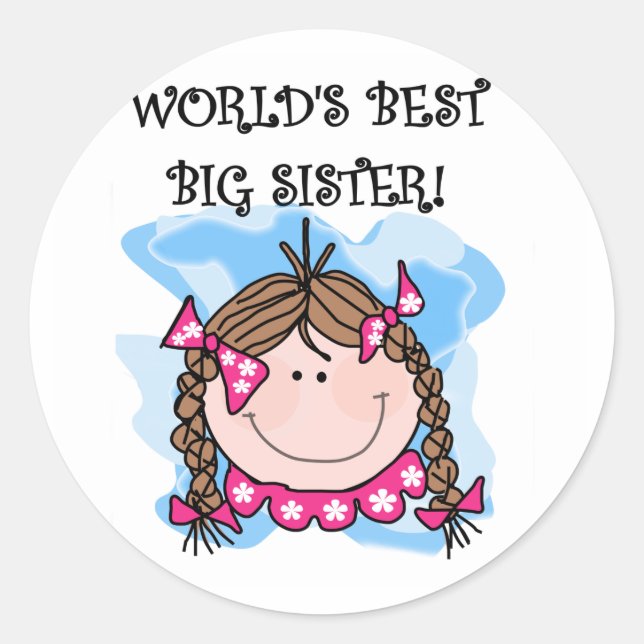 Sticker Rond Les meilleurs tee-shirts Brunette World (Devant)