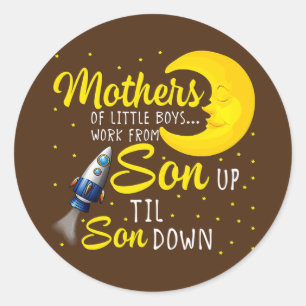 Sticker Rond Les Mères Des Petits Garçons Travaillent Du Fils