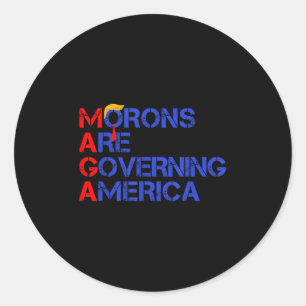 Sticker Rond Les Morons dirigent l'Amérique Trump drôle 2024