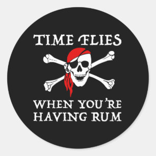 Sticker Rond Les mouches du temps quand vous avez du rhum