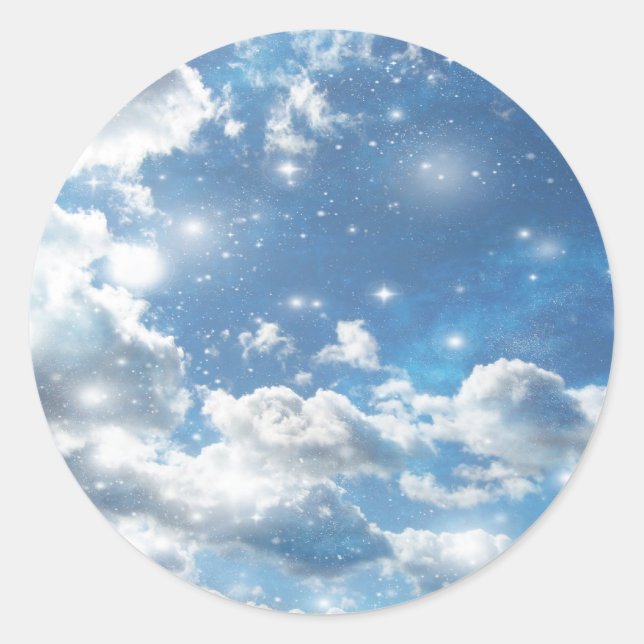 Sticker Rond Les nuages du ciel s'illuminent (Devant)