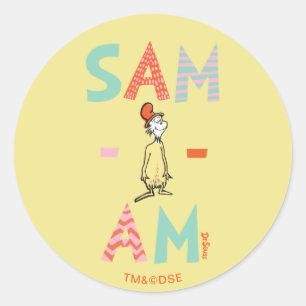 Sticker Rond Les œufs verts et le jambon Sam-I-Am