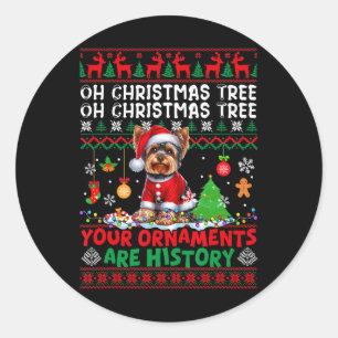 Sticker Rond Les ornements d'arbre de Noël sont histoire Sweate