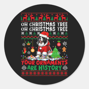 Sticker Rond Les ornements d'arbre de Noël sont histoire Sweate