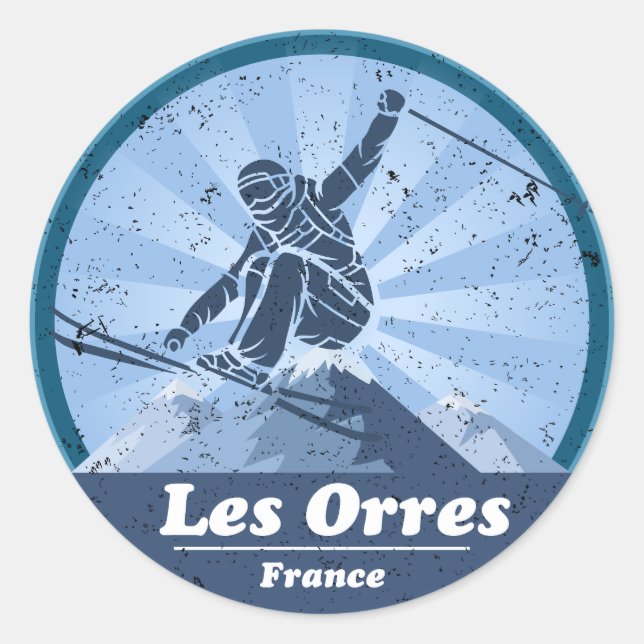 Sticker Rond Les Orres Station de ski - Skieur (Devant)