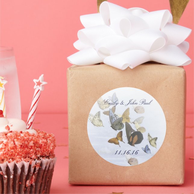 Sticker Rond Les papillons de mariée et de chambre tourbillonne (Fête)