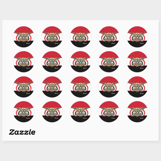 Sticker Rond Les patriotes du drapeau yéménite et yéménite, vac (Feuille)