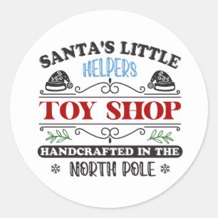 Sticker Rond Les Petits Aides du Père Noël Artisanat du Pôle No