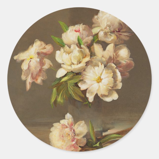 Sticker Rond Les pivoines dans un vase, Charles Ethan Porter (Devant)