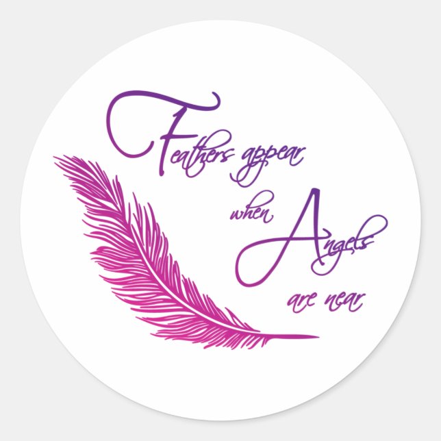 Sticker Rond Les Plumes Apparaissent Lorsque Les Anges Sont Prè (Devant)