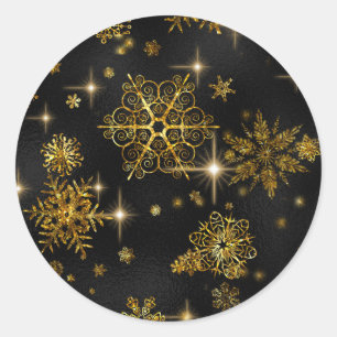 Sticker Rond Les plus beaux flocons de neige Motif Gold/Black I