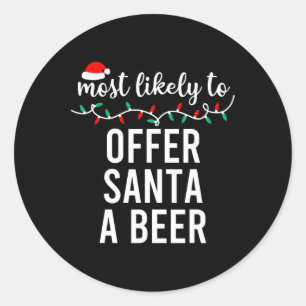 Sticker Rond Les plus probables à Noël Correspondant Pajamas De