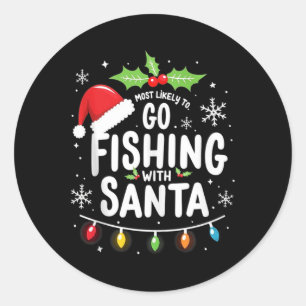 Sticker Rond Les Plus Probables D'Aller Pêcher Avec Père Noël P