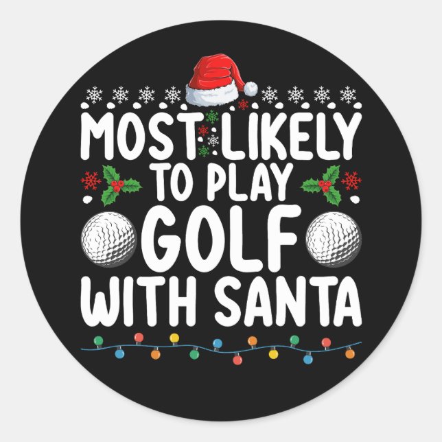 Sticker Rond Les Plus Probables De Jouer Au Golf Avec Père Noël (Devant)