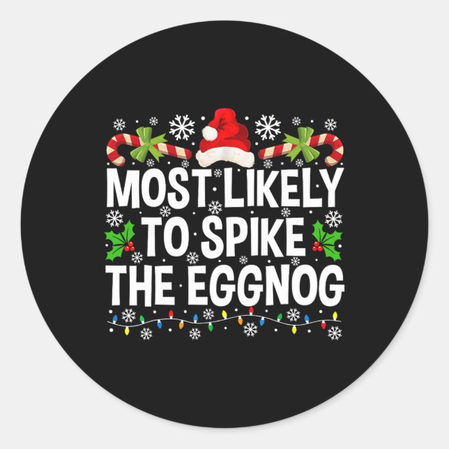 Sticker Rond Les Plus Probables De Spike La Famille De Noël Egg (Devant)