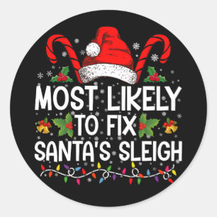 Sticker Rond Les Plus Susceptibles De Corriger Père Noël Sleigh