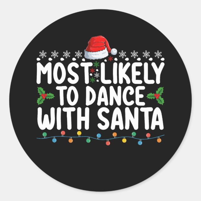 Sticker Rond Les Plus Susceptibles De Danse Avec Père Noël Chri (Devant)