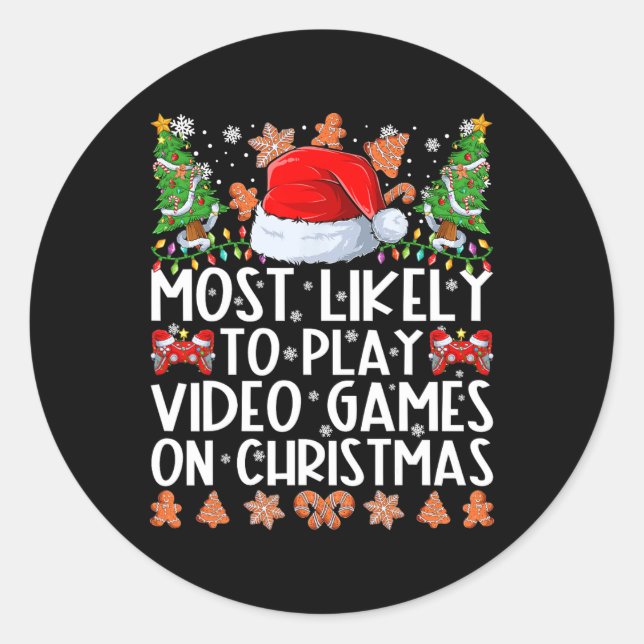 Sticker Rond Les Plus Susceptibles De Jouer À Des Jeux Vidéo Su (Devant)