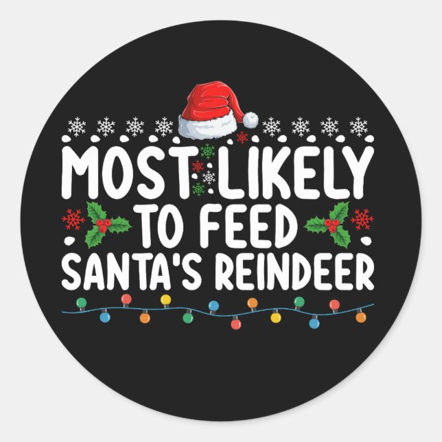 Sticker Rond Les Plus Susceptibles De Nourrir Père Noël Reindee (Devant)