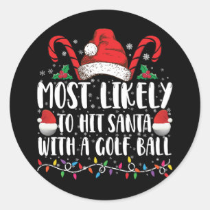 Sticker Rond Les Plus Susceptibles De Toucher Père Noël Avec Un