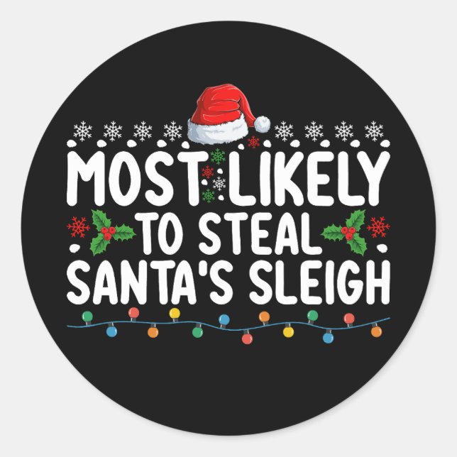 Sticker Rond Les Plus Susceptibles De Voler Père Noël Sleigh No (Devant)