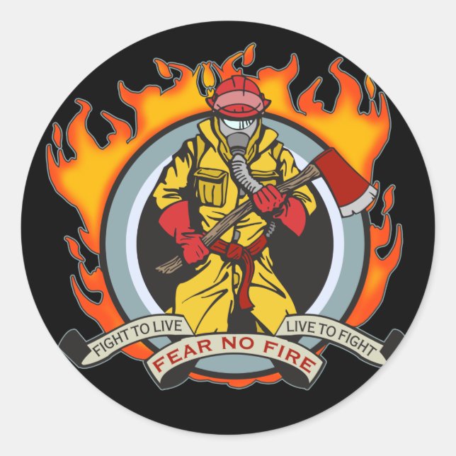 Sticker Rond Les pompiers ne craignent pas le feu (Devant)
