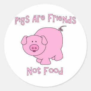 Sticker Rond Les porcs sont amis, pas la nourriture PETA