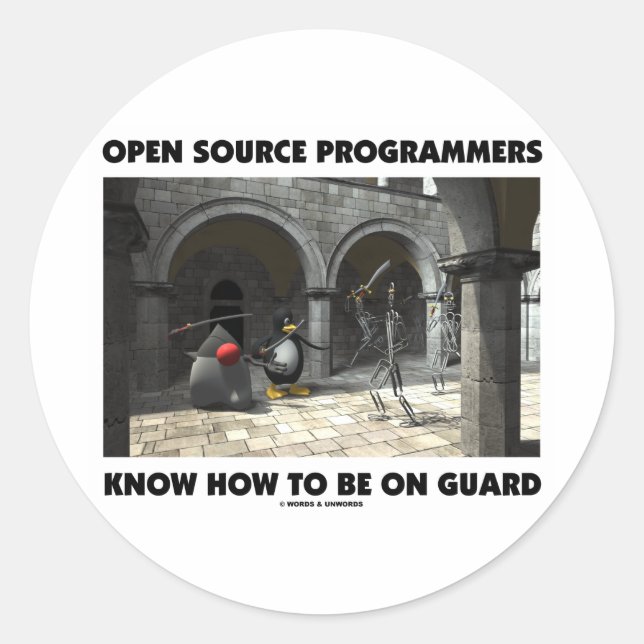Sticker Rond Les Programmeurs Open Source Savent Comment Être E (Devant)