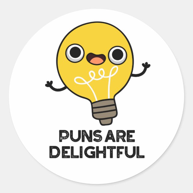 Sticker Rond Les Puns Sont De Délicieux Amusants Pun À Bulbe (Devant)