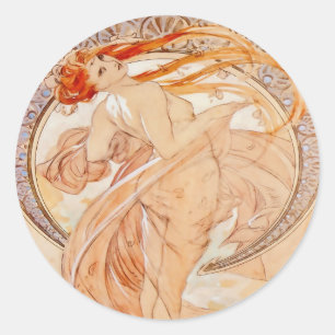 Sticker Rond Les Quatre Arts - Danse, Art Nouveau Vintage