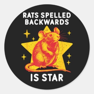 Sticker Rond Les Rats Écrits à l'Envers Est Star Mémé de Rat Dr