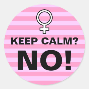 Sticker Rond Les Rayures Roses Gardent Le Calme Non