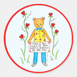 Sticker Rond Les roses sont rouges, des violettes sont bleus